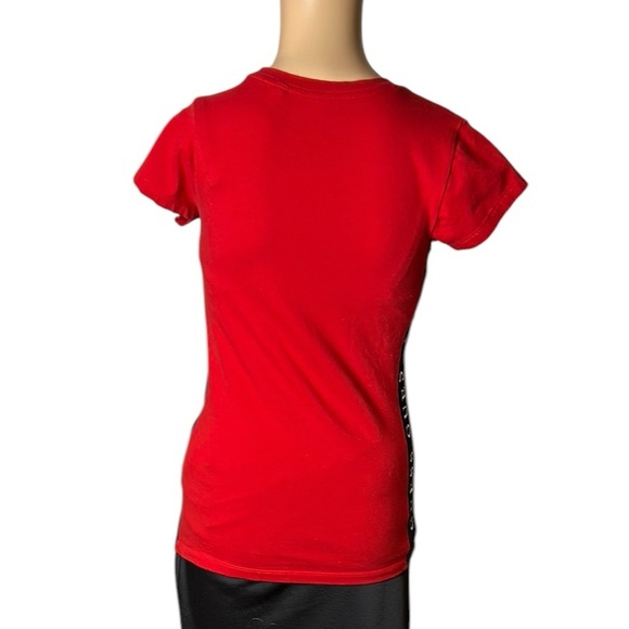 Guess top,women S,Red Fitted Short Sleeve T-shirt, side logos, bright,fun,cotton - Picture 4 of 15